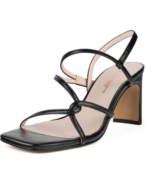 Waiting 4 The Sun zwarte leren sandalen - Hak 8 cm