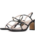Waiting 4 The Sun zwarte leren sandalen - Hak 8 cm