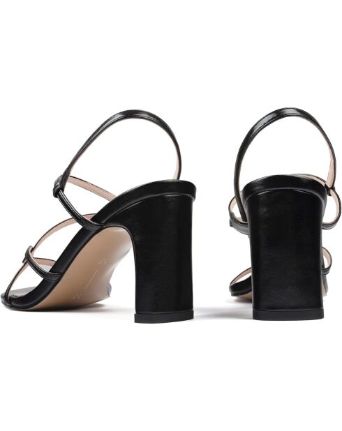 Waiting 4 The Sun zwarte leren sandalen - Hak 8 cm