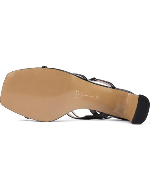 Waiting 4 The Sun zwarte leren sandalen - Hak 8 cm