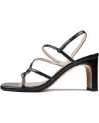 Waiting 4 The Sun zwarte leren sandalen - Hak 8 cm