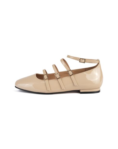 Beigefarbene Lederballerinas Cheers