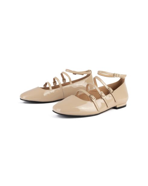 Beigefarbene Lederballerinas Cheers