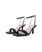 Hypnotische schwarze Ledersandalen mit Absatz - Absatz: 6 cm