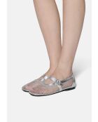 Spend My Day Ballerinas aus Leder und Mesh in Silber