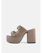 Mules Dreamcatcher de piel nude con tacón - Tacón: 11 cm