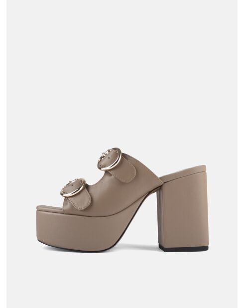 Mules Dreamcatcher de piel nude con tacón - Tacón: 11 cm