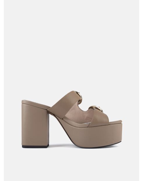 Mules Dreamcatcher de piel nude con tacón - Tacón: 11 cm