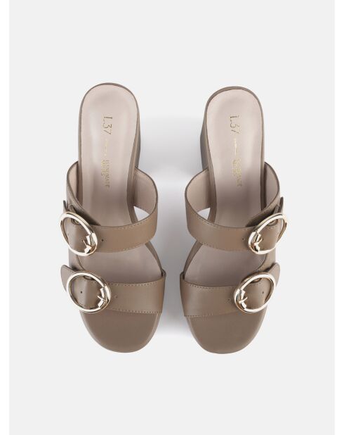 Mules Dreamcatcher de piel nude con tacón - Tacón: 11 cm