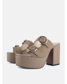 Mules Dreamcatcher de piel nude con tacón - Tacón: 11 cm