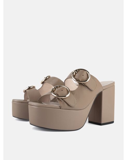 Mules Dreamcatcher de piel nude con tacón - Tacón: 11 cm