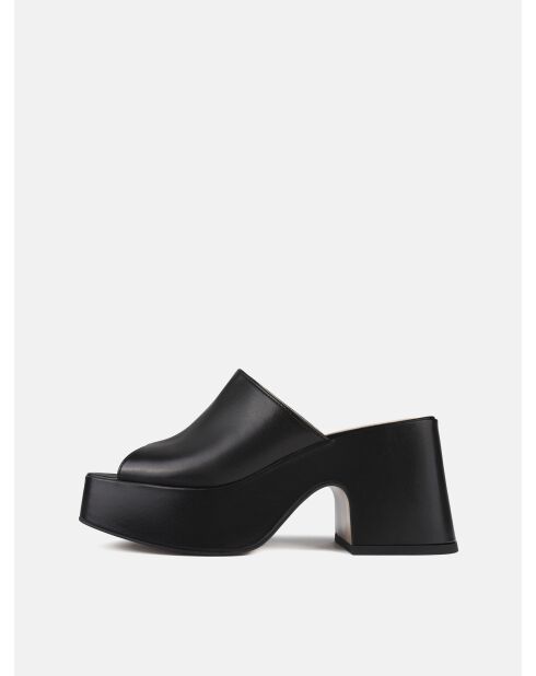 Mules de piel negros Los Amores - tacón de 7 cm