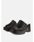 Mules de piel negros Los Amores - tacón de 7 cm