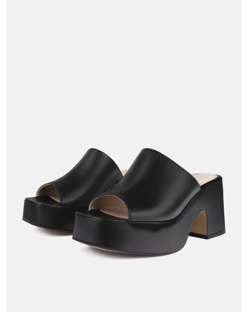 Mules de piel negros Los Amores - tacón de 7 cm