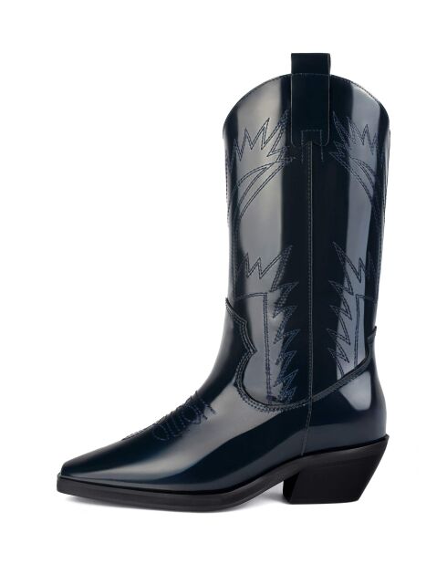 Marineblauwe leren laarzen van Holly Leaves