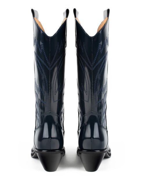 Marineblauwe leren laarzen van Holly Leaves