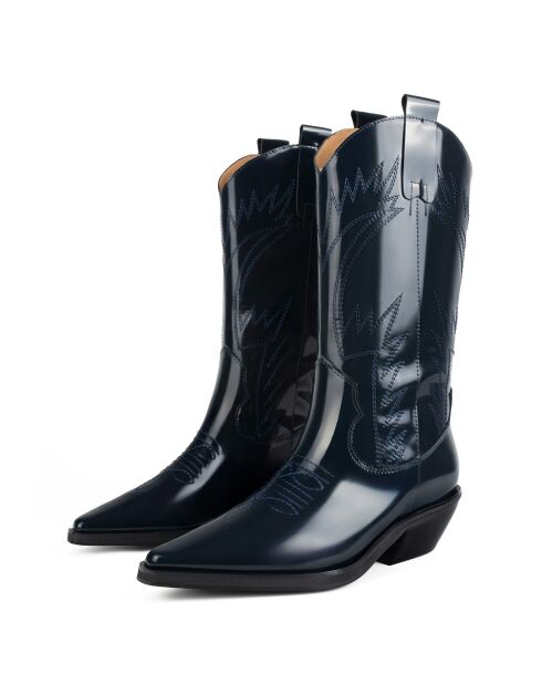 Marineblauwe leren laarzen van Holly Leaves