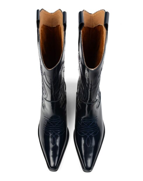 Marineblauwe leren laarzen van Holly Leaves