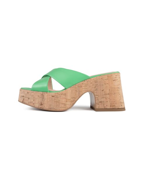 It's No Secret Pantolette aus grünem Leder - Absatz 7 cm