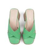 It's No Secret Pantolette aus grünem Leder - Absatz 7 cm