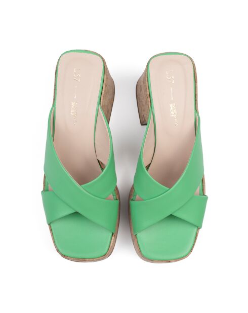 It's No Secret Pantolette aus grünem Leder - Absatz 7 cm