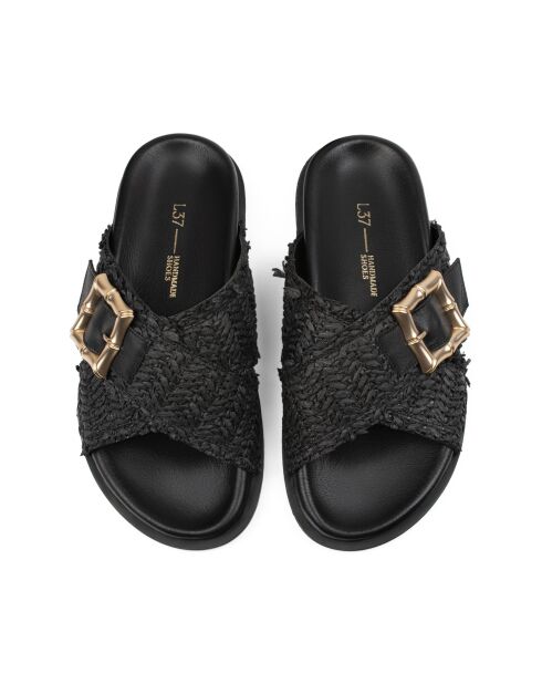 Mules de piel negra Twisted Paradise