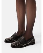 Look My Way zwarte leren instappers