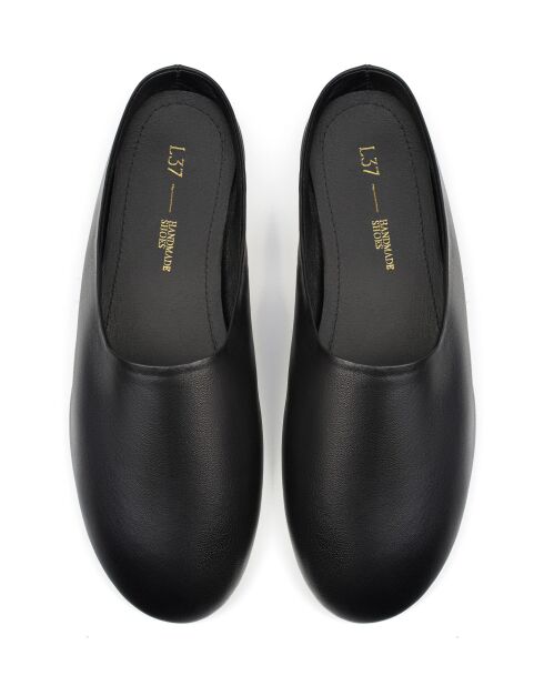 All at Once zwarte leren muiltjes