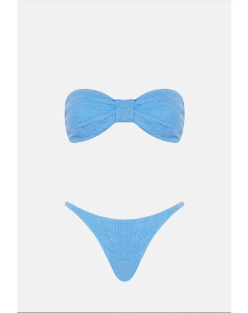 Lory blauw hoog uitgesneden badpak met kauwgom