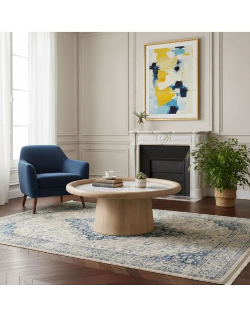 Salontafel met beige Manguier Hurmon marmeren blad - 102x102x41 cm