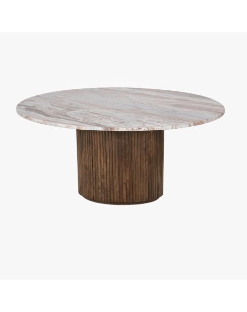 Tapa redonda Manguier Kfir III de mármol marrón - 90x90x45 cm