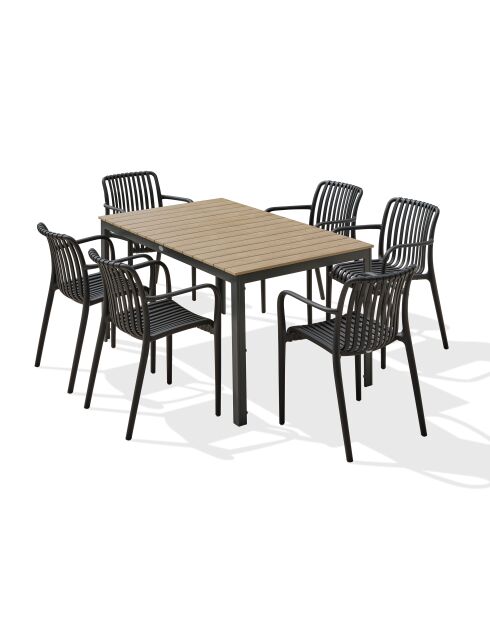 BOSTON Gartengarnitur für 6 Personen in Anthrazitgrau und Braun