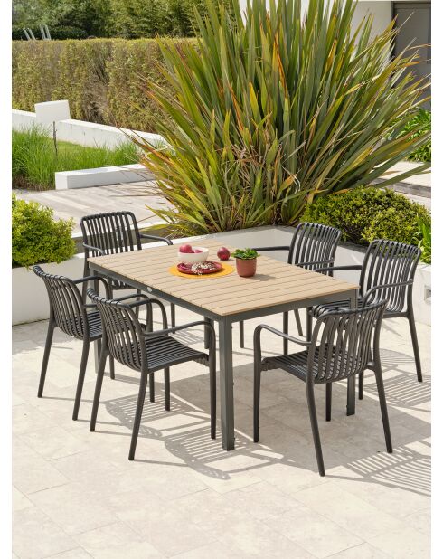 BOSTON Gartengarnitur für 6 Personen in Anthrazitgrau und Braun