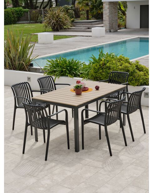 BOSTON Gartengarnitur für 6 Personen in Anthrazitgrau und Braun