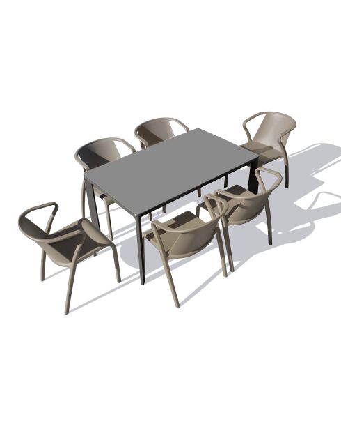 MEET Gartenset für 6 Personen Anthrazitgrau