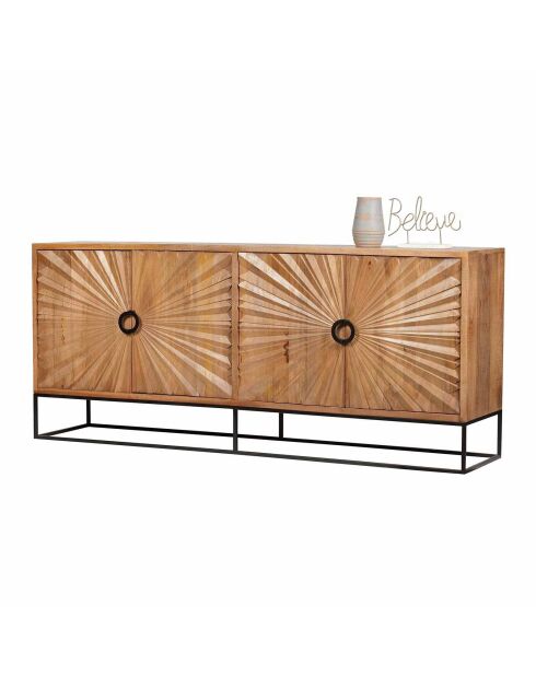 Geschnitztes Sideboard mit 4 Türen Mango Solaris II beige - 200x50x85 cm