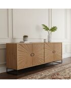 Geschnitztes Sideboard mit 4 Türen Mango Solaris II beige - 200x50x85 cm