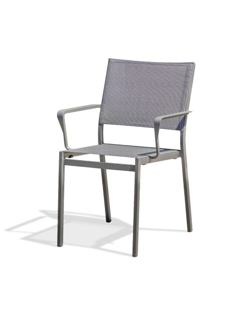 STOCKHOLM stapelbarer Gartensessel aus Textilen und anthrazitgrauem Aluminium - 103x62x100cm