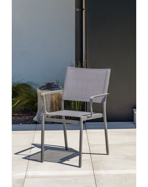 STOCKHOLM stapelbarer Gartensessel aus Textilen und anthrazitgrauem Aluminium - 103x62x100cm