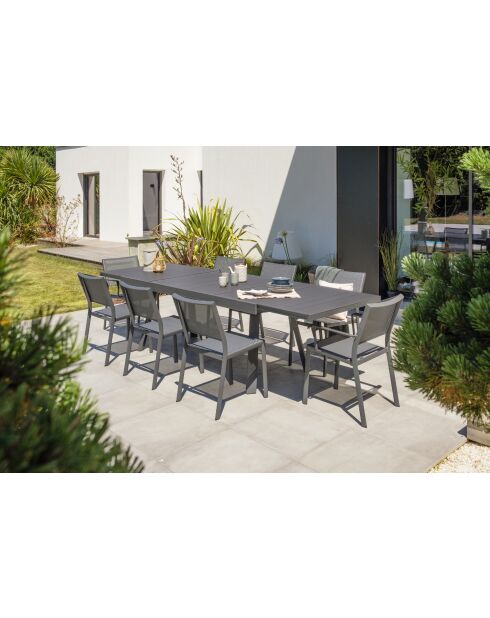 STOCKHOLM stapelbarer Gartensessel aus Textilen und anthrazitgrauem Aluminium - 103x62x100cm