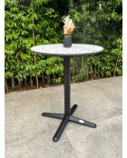 BISTRO runder Gartentisch mit schwarz-weißem Marmoreffekt - D 60xH 74 cm