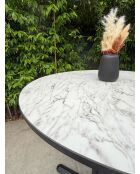 BISTRO runder Gartentisch mit schwarz-weißem Marmoreffekt - D 60xH 74 cm