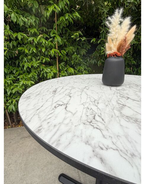 BISTRO runder Gartentisch mit schwarz-weißem Marmoreffekt - D 60xH 74 cm