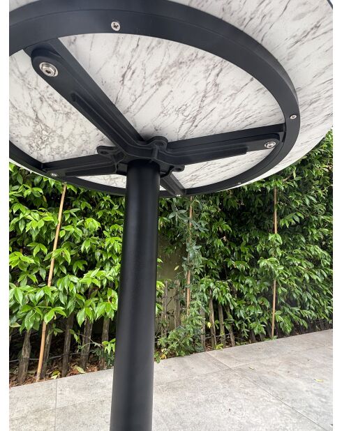 BISTRO runder Gartentisch mit schwarz-weißem Marmoreffekt - D 60xH 74 cm