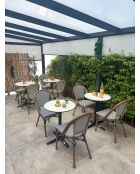 BISTRO runder Gartentisch mit schwarz-weißem Marmoreffekt - D 60xH 74 cm