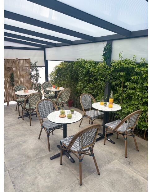 BISTRO runder Gartentisch mit schwarz-weißem Marmoreffekt - D 60xH 74 cm