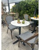 BISTRO runder Gartentisch mit schwarz-weißem Marmoreffekt - D 60xH 74 cm