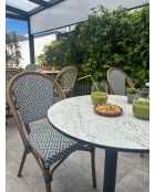 BISTRO runder Gartentisch mit schwarz-weißem Marmoreffekt - D 60xH 74 cm