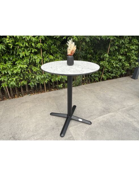 BISTRO runder Gartentisch mit schwarz-weißem Marmoreffekt - D 60xH 74 cm