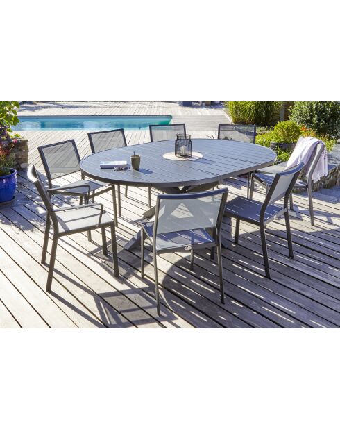 Set de jardín PELOSA para 8 personas gris antracita